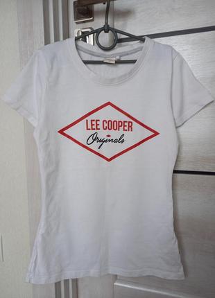 Красивая модная женская белая футболка lee cooper оригинал размер s 36 4/81 фото