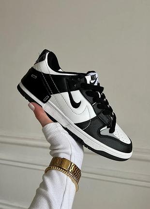 Стильные женские кроссовки nike blijven dunk low disrupt 2 panda black pure platinum чёрно-белые