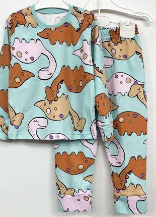 Ментоловая детская пижама с динозаврами, размеры 98-146