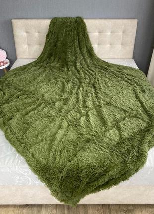 Плед травка зеленого кольору на односпальне ліжко1 фото