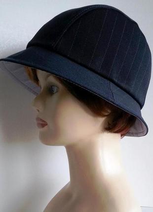 Женская шляпка. полоска темно - синяя.3 фото