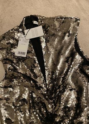 Вечернее праздничное платье с пайетками серебряное платье6 фото