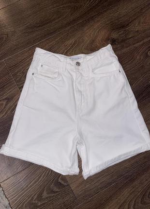 Белые джинсовые шорты бермуды zara4 фото