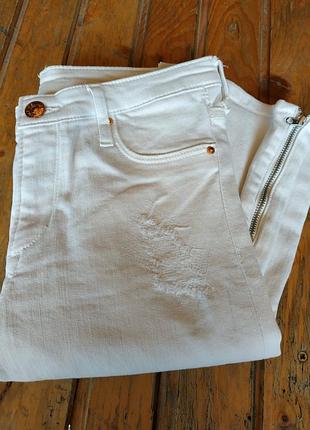 Джинс білий стрейч з замочками
