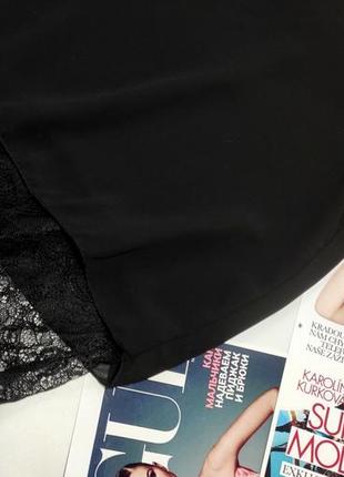 Блуза женская кортка черная низ кружево с короткими рукавами от бренда boohoo italy 83 фото