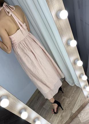 Превосходное натуральное платье макси нежно пудренного цвета topshop5 фото