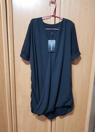 Легкая летняя удлиненная рубашка, удлиненная черная блузка, блузочка3 фото