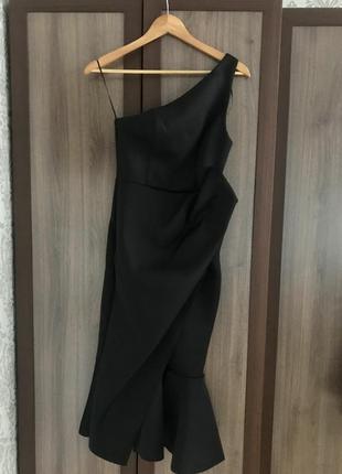 Шикарное вечернее черное платье на одно плечо от asos design7 фото