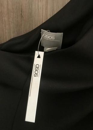 Шикарное вечернее черное платье на одно плечо от asos design8 фото