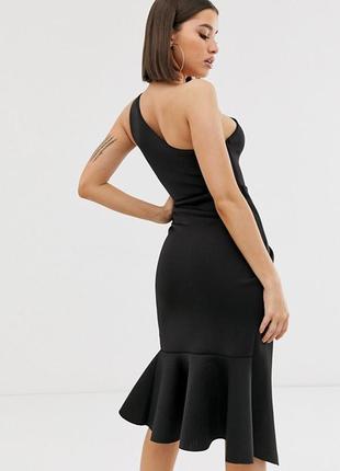 Шикарное вечернее черное платье на одно плечо от asos design2 фото