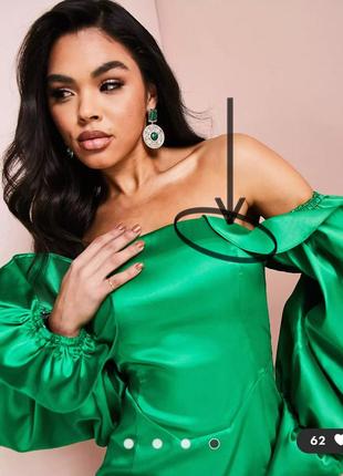 Ярко-зеленое облегающее платье с пышными рукавами asos luxe7 фото