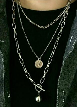 Цепочки набор цепочек 3шт. чокер колье ожерелье панк хип-хоп унисекс