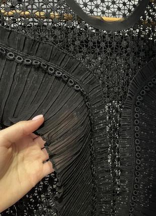 Вишукана мереживна блуза в чорному кольорі6 фото