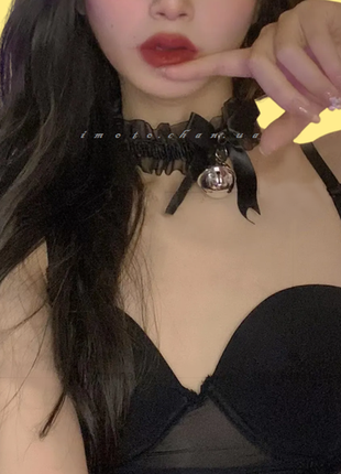 Чокер с огромным кошачьим колокольчиком серебро  черный  в аниме стиле kawaii anime neko cosplay