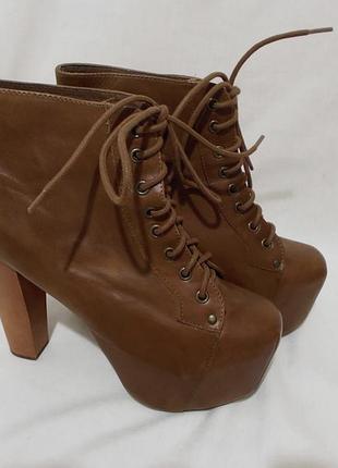 Новые ботильоны коричневые натур кожа 'jeffrey campbell' 'lita' 40р