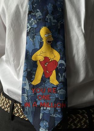 The simpsons homer tie made in 796 галстук оригинал лицензионная редкая интересная стильная фанатский мерч2 фото