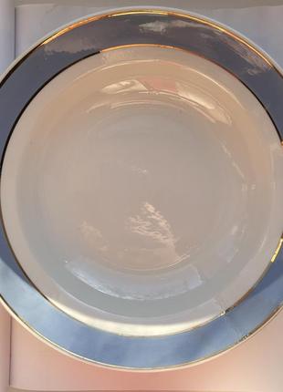 Суповые тарелки бело голубые красный фарфорови фарфорист отлично 60-ти2 фото