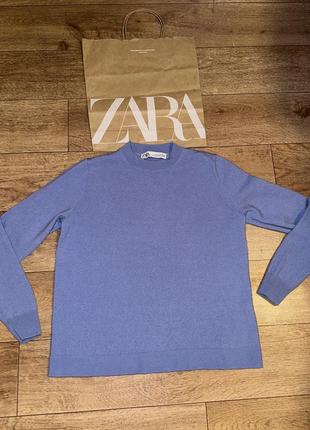 Zara голубой свободный свитер,джемпер из шерсти мериноса!3 фото