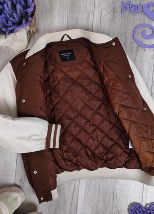 Женская куртка колледжа lc waikiki демисезонная с длинным рукавом коричневая размер 38 (м)7 фото