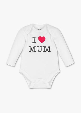 Боди бодик c&a размер 86 белый хлопковый люблю маму i love mum mother сердцем
