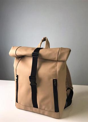 Місткий бежевий жіночий рюкзак для подорожей1 фото