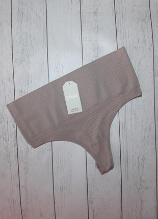 Высокие утягивающие стринги в рубчик ouno трусики танга утяжка