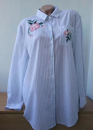 Рубашка в полоску с вышивкой tally weijl , хлопок3 фото