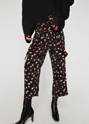 Крутые брюки-кюлоты в цветочный принт от zara1 фото