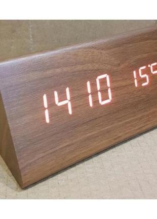 Дерев'яні настільні годинники nbpower світлодіодні дерев'яний цифровий будильник2 фото