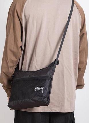 Мужская сумка через плечо стильный мессенджер черный9 фото