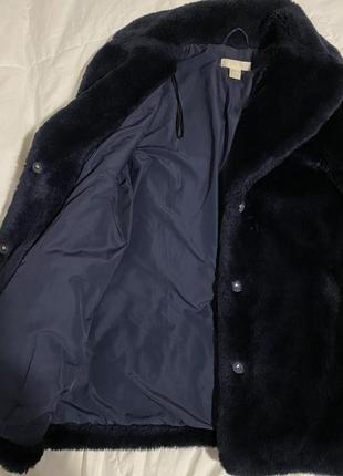 Шуба эко-шуба стильная темно синяя короткая h&amp;m винтажная шуба женская4 фото