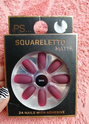 Нігті накладні діва 24шт матові