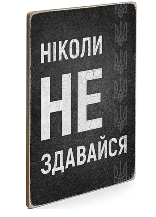 Дерев'яний постер ніколи не здавайся!1 фото