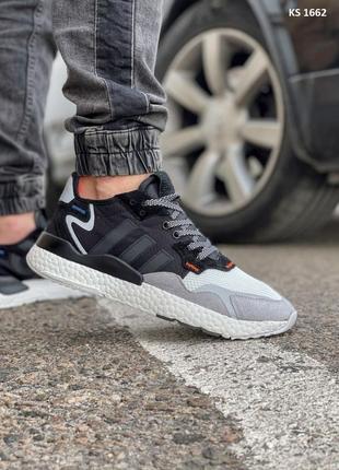 Кроссовки adidas nite jogger boost 3m серо-черные3 фото