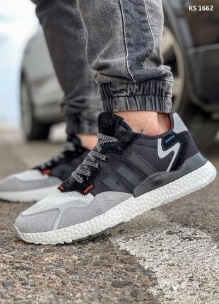 Кроссовки adidas nite jogger boost 3m серо-черные2 фото