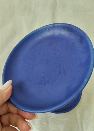 Лот блюдо тарілка синя кераміка ручна робота вінтаж1 фото