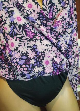 Боди блуза с цветочным принтом от michelle keegan6 фото