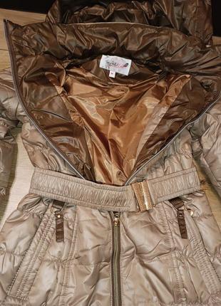 Демисезонная куртка для девочки 7/9 лет удлиненная+поясок4 фото