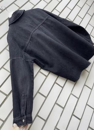 Черный, джинсовый пиджак с потертостями, жакет, куртка, рубашка, оверсайз zara7 фото