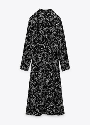 Красивое вискозное платье zara в черно белый принт. длина миди. спереди на пуговицах. вискоза6 фото