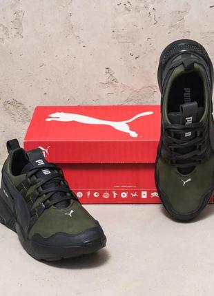 Мужские кожаные кроссовки puma tactical olive5 фото