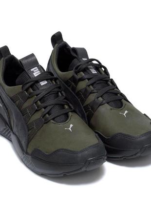 Мужские кожаные кроссовки puma tactical olive1 фото