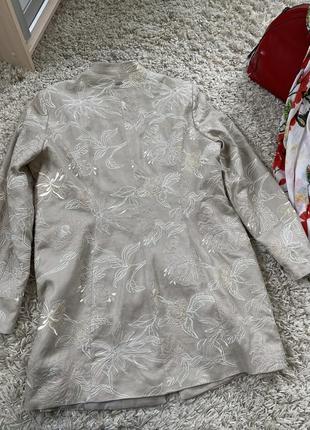 Шикарный удлиненный льняной пиджак с вышивкой,white label,p.42-445 фото
