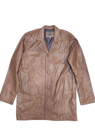 Стильная винтажная удлиненная оверсайз куртка из натуральной кожи- arizona
