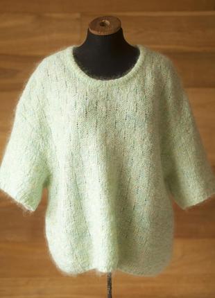Бирюзовый зеленый мохеровый женский свитер american vintage, размер l, xl