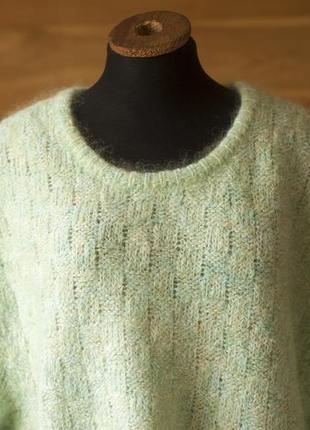 Бирюзовый зеленый мохеровый женский свитер american vintage, размер l, xl2 фото