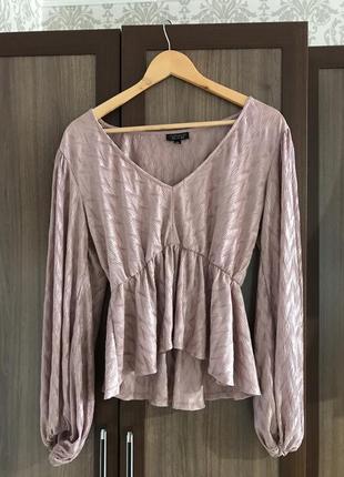Роскошная пудровая блуза с воланами и баской от topshop4 фото