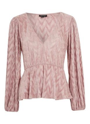 Роскошная пудровая блуза с воланами и баской от topshop3 фото