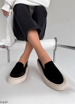 Замшевые женские туфли лоферы из натуральной замши3 фото