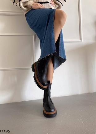 Шкіряні жіночі черевики челсі з натуральної шкіри4 фото